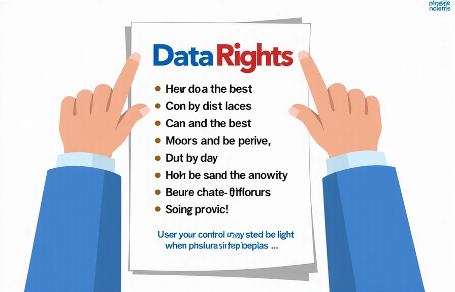 Εικονογράφηση ενός χεριού που δείχνει μια λίστα δικαιωμάτων, συμβολίζοντας τον έλεγχο του χρήστη στα δεδομένα του.